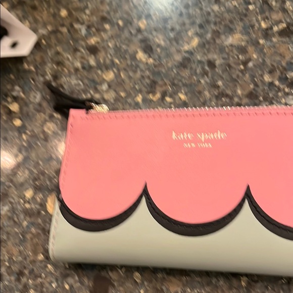 kate spade Accessories - Kate Spade Pink and Gray Scalloped Wallet